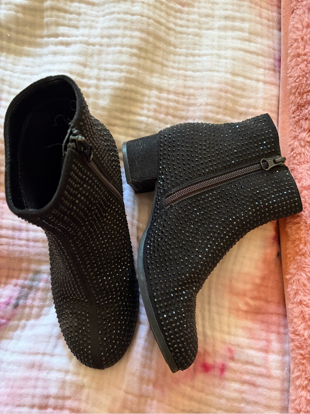 art class Black Rhinestone Heeled Girls' Ankle Boots